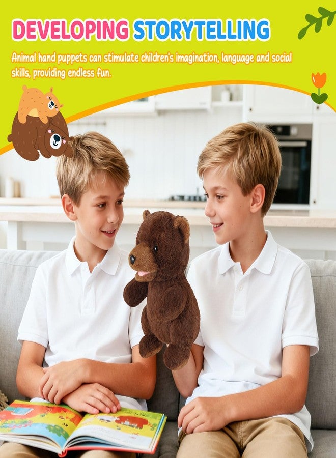 ZJoey Animal Hand Puppets 11 Inch Safari Jungle Zoo Woodland Puppet Rainforest Grassland Animals Role-Playfor Kids Storytelling Imaginative Pretend Play Teaching Preschool Learning Educational(Brown Bear) - Image 2